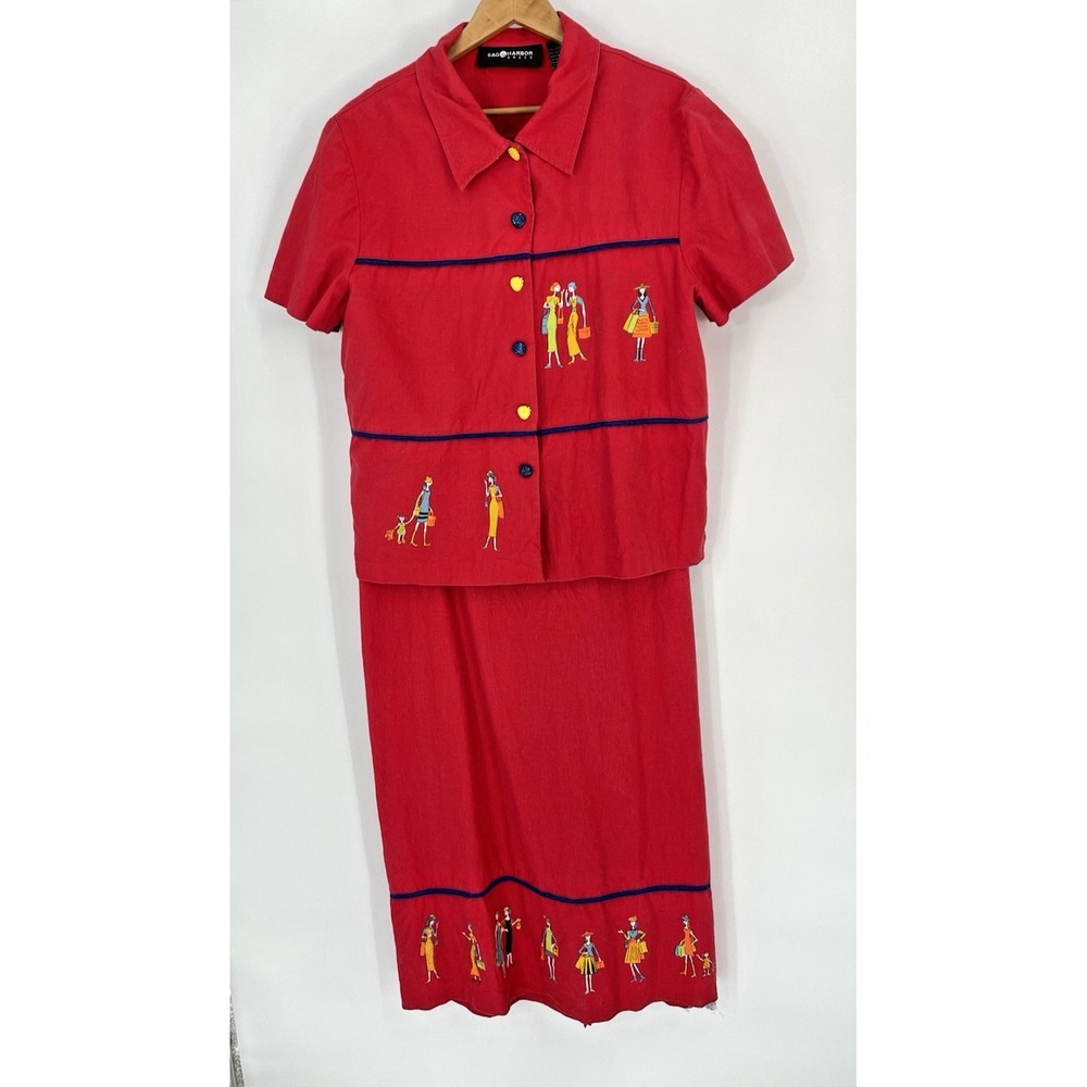 VTG Sag Harbor Dress Sz 18 Linen Blend Tank Dress Matching Short Sleeve Jacket
